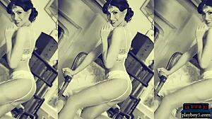 Busty Brunette Milf Models Strip Naked And Showing Off