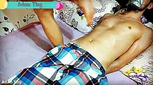 cheating wife records porn by tying-up and jerking off husbands best friend