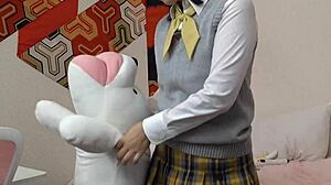 japanese student enjoys solo play with toys after school