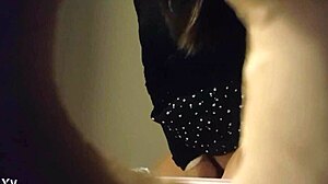 Hidden Cam Captures Sexy Babe in White Panties Peeing Through Wall Hole!