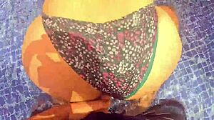 Big cock surprises nalgona masturbating in pool leading to doggystyle fuck and cum