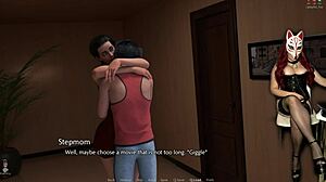 golden boy cums hard inside wet milf pussy during cosplay game with stockings and fingering