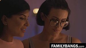 hey gorgeous milf penny barber shows her lesbian moves to romy rain in garage cheating scene