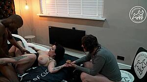 Cum Eating Cuckold Watches Hotwife Get Blacked In Interracial Kiss