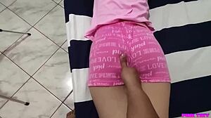 Mi padrastro tricked me into massage to fondle my big ass and ride huge cock