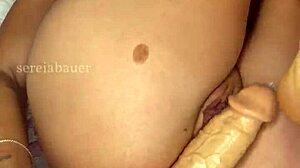 blue-eyed blonde brazilian cutie teases softly in solo session until climax