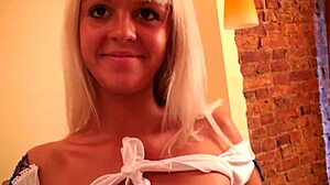 ekaterina glascov the petite blonde whore with natural tits enjoys masturbating her tight pussy with a huge toy