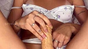 blue-eyed blonde brazilian cutie teases softly in solo session until climax