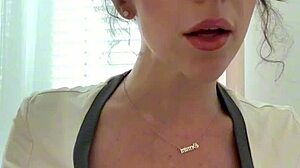 Brunette Big Tits Cutie Gives ASMR Handjob to Boyfriend with Whispers and JOI Instructions for Huge Orgasm
