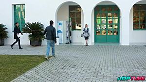 Oh man, I'm just foll�ndome this cute French girl from university campus with her tight pussy and small tits