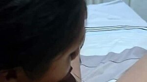 blowjob from my stepsister in the bedroom, she's a sexy latina with big tits and ass slappin' that small waist 😏