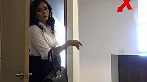 brunette takes hard doggystyle fuck with facial cumshot from monster cock