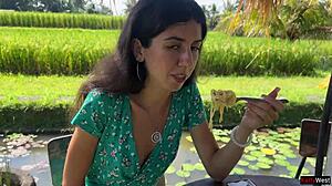 oh man this skinny teen babe gets a huge facial cumshot in public at the cafe while eating pasta carbonara with sperm all over her cute face 😏🍝💦