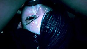 brunette with nice tits got covered in so much cum