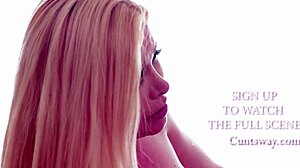 Serene Siren licks Leana Lovings cute shy blonde pussy. Big tits milf gives rimjob to orgasm.