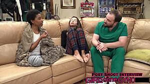 Nurse Aria Nicole gets fucked missionary in exam room after hours 😈 Spreading legs for orgasm.