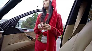 Whoa, public agent picks up Santa helper Matty Mila Perez for blowjob and big dick POV outdoors 🎄
