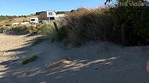 why is this kiwi trashy milf walking in see through clothes at the beach before creampie fuck?