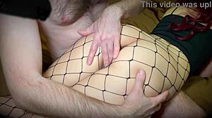 horny college girl in fishnet gets rough fucked doggystyle.