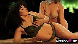 Lesbian milf Bobbi Dean receives a sensual massage from her petite blonde teen girlfriend.