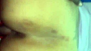 Fat ass ebony babe takes monster big black cock deep for creampie in close-up action.