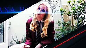 British blonde student offers smoking instructions