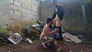 This cute Brazilian teen gets licked and banged hard by her guy in the backyard during the party outdoors.