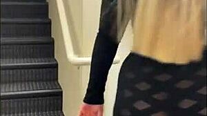 Wife in See Through Short Dress Flashes Big Ass Panties at Hotel. Amateur Latina Whore Enjoys Public Outdoor Fun with Thong Lingerie