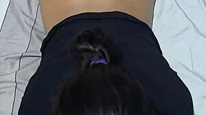 blowjob from my stepsister in the bedroom, she's a sexy latina with big tits and ass slappin' that small waist 😏