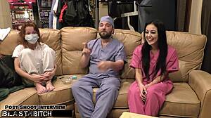 blaire celestes mouth gets blasted with huge load of cum in this bdsm nurse scene with bondage and vibrator domination