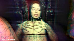 Tattooed goth bombshell Lacey Jayne gets rough domination with deepthroat choking and shaved pussy missionary pounding.