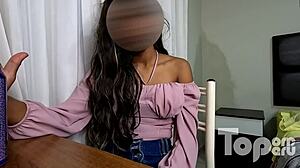 Amateur Venezuelan brunette Sandra needs money for stylist courses in free casting interview version