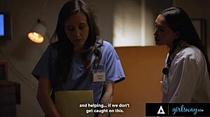 girlsway doctor vicki chase spreads legs with sinn sage in office to keep secret through fingering and rimjob