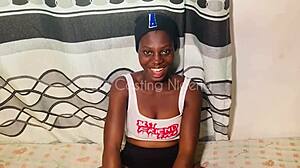 petite 18+ black teen melanin may strips in homemade casting interview
