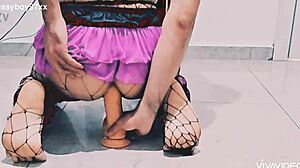 Sissy Takes Anal Dildo Deep