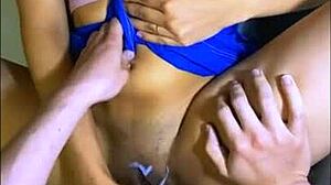 The shy petite teen exchange student stayed at her male tutor's apartment feeling secretly attracted despite their professional ties