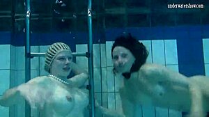 bouncing tits russian lesbians katka and barbara play underwater in the pool