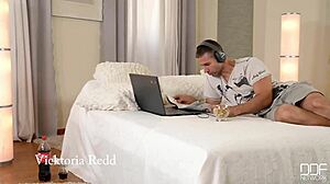 I offered Vicktoria Redd a threesome with double penetration to that shy guy