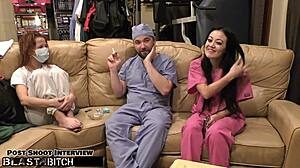 blaire celestes mouth gets blasted with huge load of cum in this bdsm nurse scene with bondage and vibrator domination