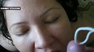 oh wow, this sensual oral from young 18+ chubby cumslut ends with a facial cumshot!