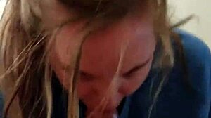 blonde sucks hung stud until explosive cumshot?