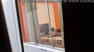 Horney Mexican nurse neighbor Miranda rides lover in upskirt skirt action on hidden cam.