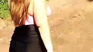 we entered abandoned house and had intense blowjob with big ass crossdressing teasing.