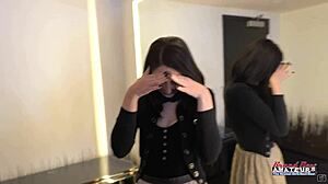 inked brunette ashley wolf stuffs dildo in trimmed pussy while rubbing natural tits in solo vibrator session