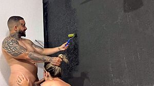 Pintora gets painted with monster cock in bedroom