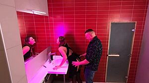 hidden cam captures intense fucking with strangers in public toilet at night club