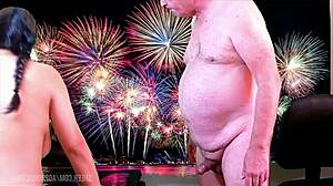 Agarabas and Olpr tease with close-up handjob on shaved pussy leading to intense creampie orgasm fireworks.