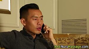 I feel this beautiful masseuse with big tits giving handjob before hardcore banging in nuru session