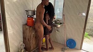 pussy squirting wildly in the kitchen action