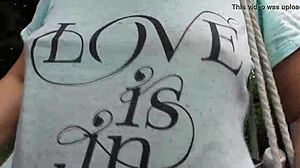 hairy mature in transparent dress flashing